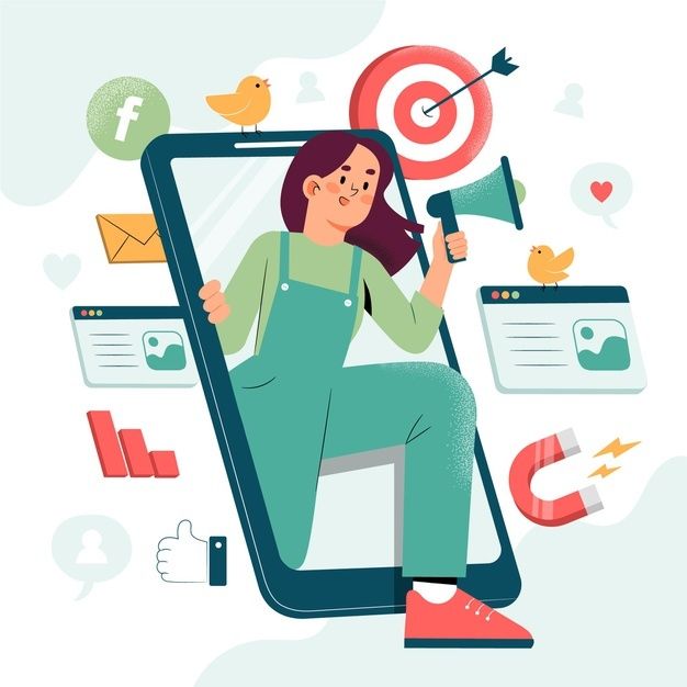 Free Vector _ Hand drawn illustration of people with smartphone for marketing